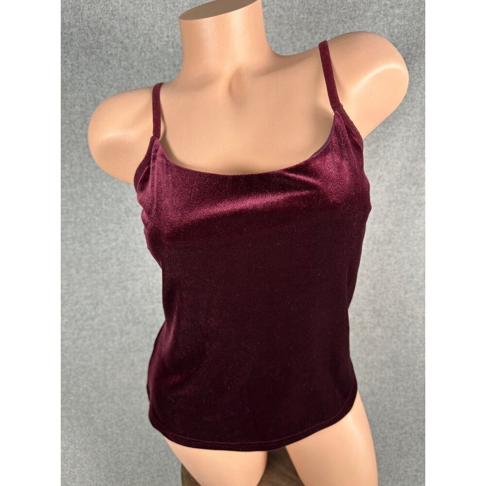 Vintage Y2k Cami Boston Proper Fairy Coquette Velvet Tank Top Medium Burgundy